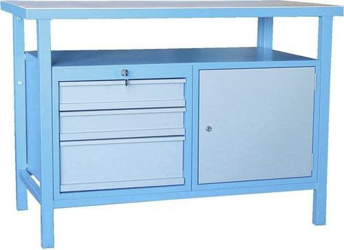Aerotec Werkbank 1250 SLT Grundmodul in Blau und Grau, B: 120 cm, H: 85 cm, T: 60 cm - Bild 1