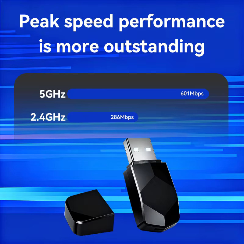 Trolinktek WiFi5 Mini-Netzwerkkarte RTL8821CU Dualband 2,4 GHz und 5,8 GHz 600 Mbps Schwarz - Bild 2