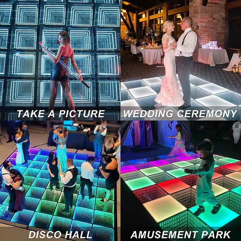 Professionelle RGB 3D Spiegel Stehleuchte mit DMX-Steuerung, LED Dance Effekt Panel Bodenfliese in Schwarz für DJ, Disco, Club und Party - Bild 6