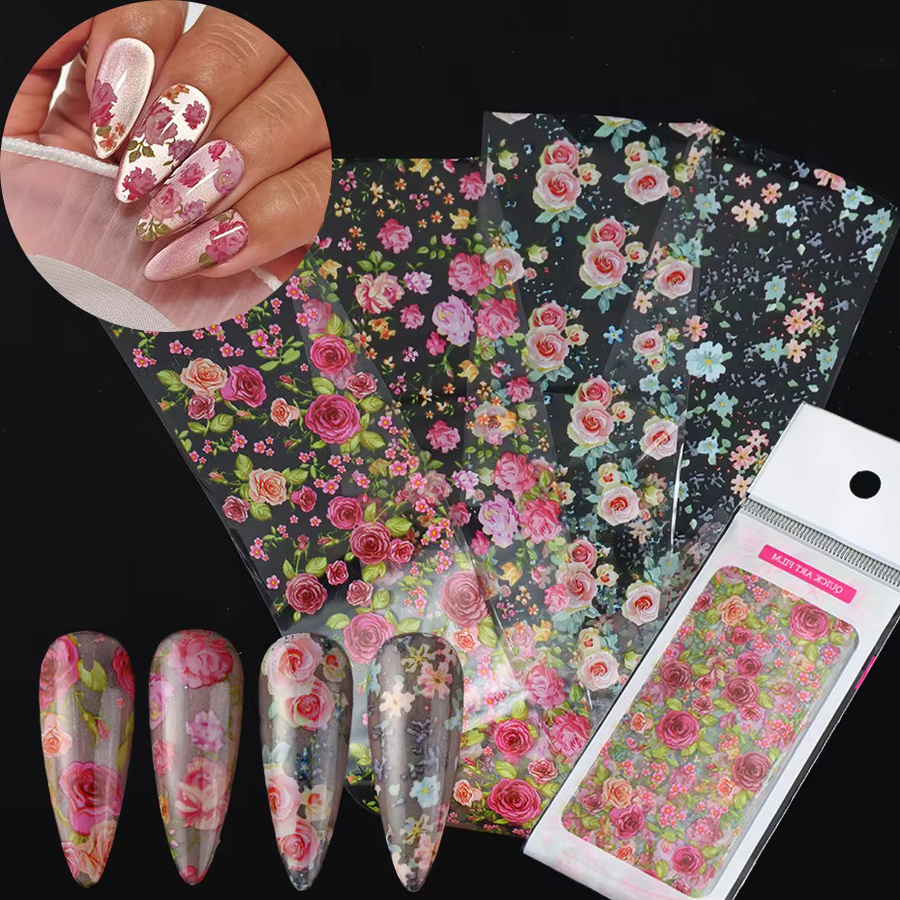 4Style Rose Flower Nail Foil Transfer Sticker, Glänzend, Unisex - Bild 2