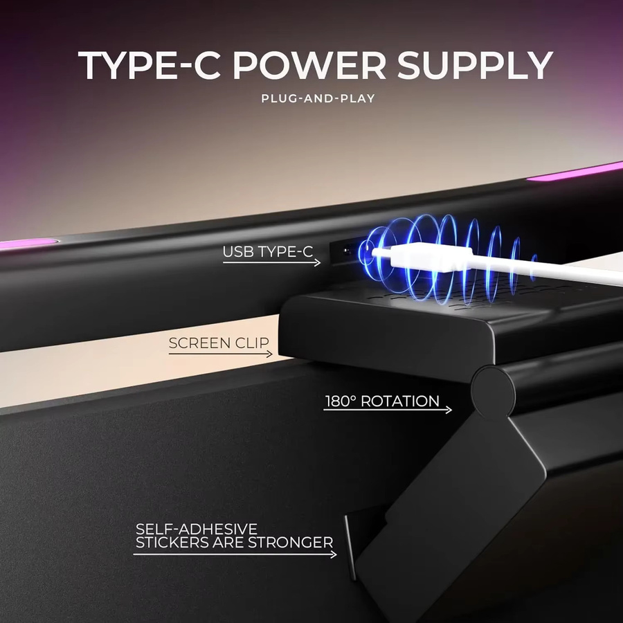 Gebogene Monitor Licht Bar mit RGB Hintergrundbeleuchtung und Touch-Steuerung in Schwarz für Gaming und Auge-Pflege - Bild 6