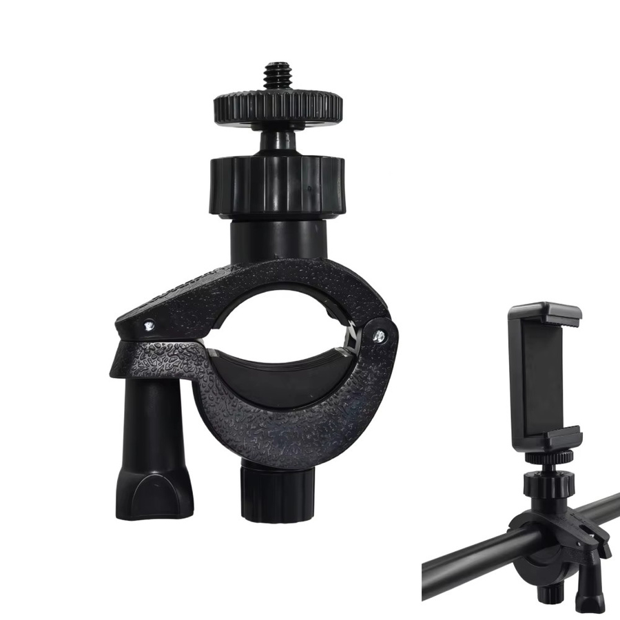 AKwing Verstellbarer Lenkeradapter in Schwarz mit 360 Grad Drehfunktion als Klemmhalterung für Lampen, Telefone und Actionkameras - Bild 7