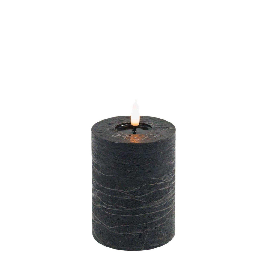 Mansion LED-Kerze Rustic Schwarz mit Flackereffekt, Höhe: 10 cm, Durchmesser: 7,5 cm - Bild 1