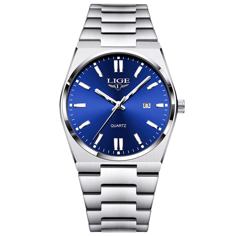 LIGE Armbanduhr Quarz, Edelstahl, Blau, Herren - Bild 7