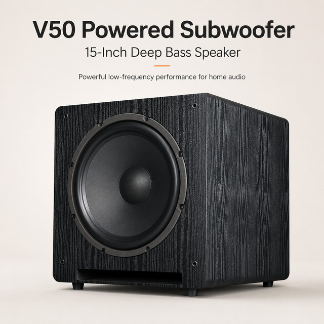 PIVASY Aktiver Subwoofer 15 Zoll in Schwarz mit 150-300W Leistung und 6 Ohm für Heimkino, Karaoke und DJ-Einsätze - Bild 1