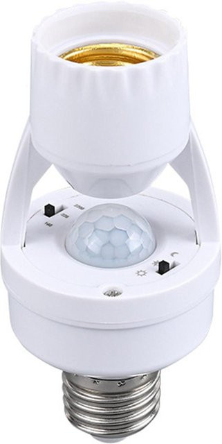 TOMTOP JMS E27 Bewegungsmelder Lampenfassung mit PIR-Sensor für LED-Glühbirnen in Weiß - Bild 1
