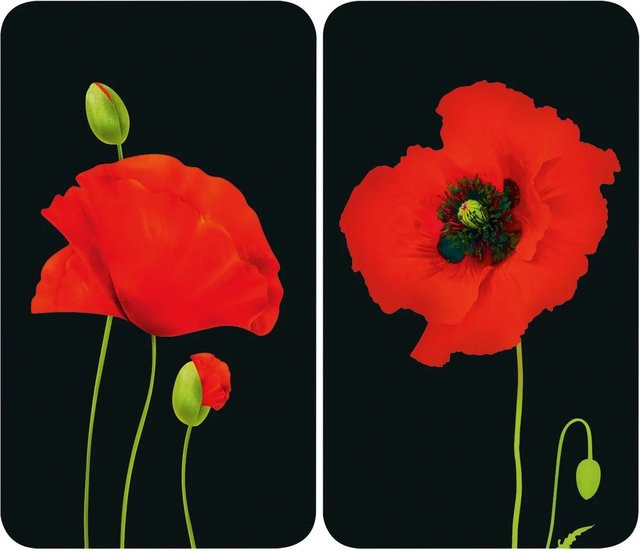 Wenko Herdabdeckplatten Universal Mohn 2er Set Mehrfarbig - Bild 1