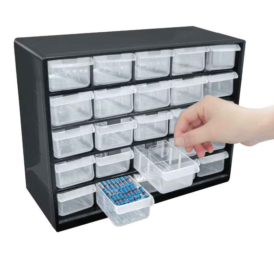 FNICEL 25-Zoll Schubladenbox zur Wandmontage in Schwarz mit mehreren Gittern für Schrauben, Komponenten und Werkzeuge - Bild 1