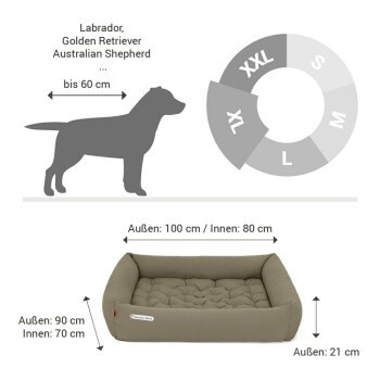 Doctor Bark Hundebett XXL in Sandbraun mit orthopädischem Schaumstoff und abnehmbarem Bezug - Bild 2