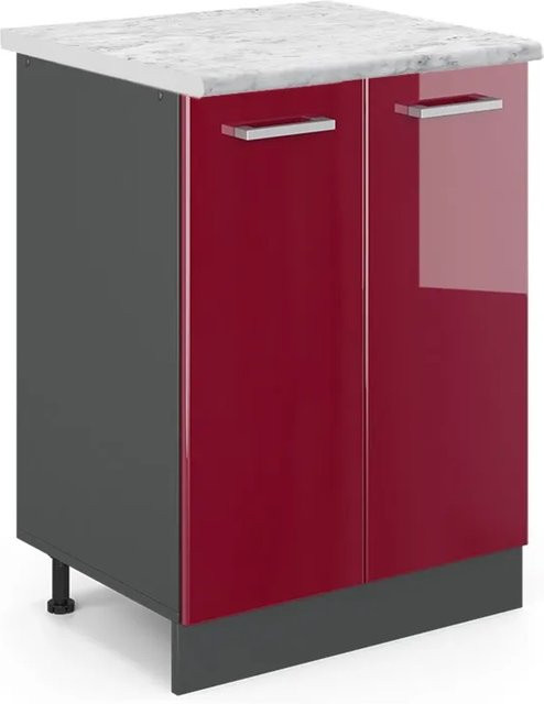 Vicco Küchenunterschrank R-Line Bordeaux Hochglanz Anthrazit B: 60 cm, H: 81,6 cm, T: 46 cm - Bild 1