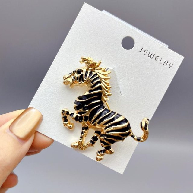 Binchi Brosche Zebra, Gold, Schwarz, Emaille, Unisex - Bild 1