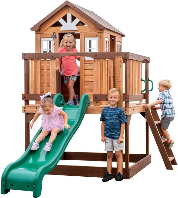 Backyard Spielhaus Discovery Echo Heights S Braun Grün mit Rutsche - Bild 1