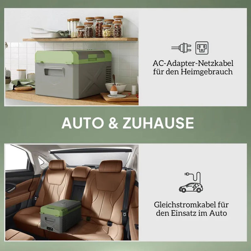 Outsunny Kompressor Kühlbox mit ECO Modus und Gefrierfunktion, 16,3 Liter, Grau-Grün, B/H/L: 32 x 60,2 x 27 cm - Bild 5