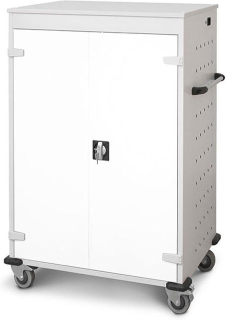 rotstahl Laptopwagen mit 20 Fächern und Scharniertüren, Farbe: Weiß/Lichtgrau, B: 92 cm, H: 125 cm - Bild 1