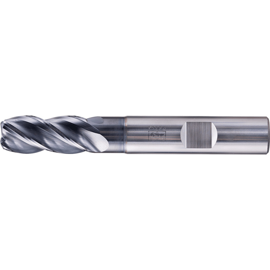 PFERD Universal Line VHM Eckfräser lang 4 Schneiden Ø 12 mm Radius 2,0 mm TiAlN Schaft HB in Silber - Bild 1