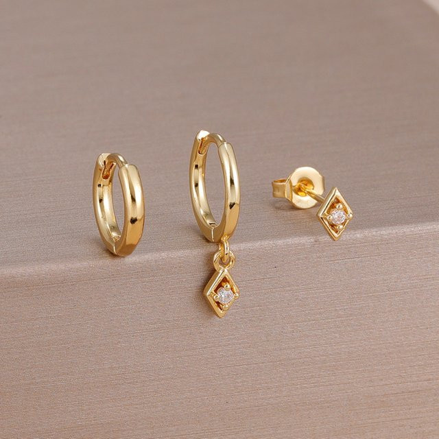 Yuedane Creolen Set, Gold, Zirkonia, Damen - Bild 1
