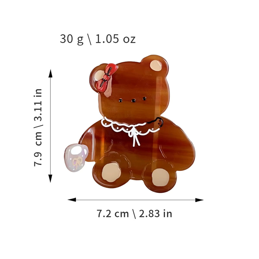 MEPHINA Haar-Accessoire Bären-Klauenklammer, braun und weiß, Damen - Bild 4