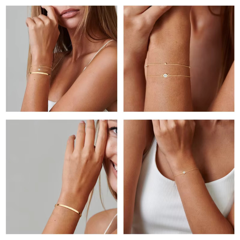 RUIYI Armband-Set, 14K vergoldet, Edelstahl, Gold, Damen, Mädchen - Bild 2