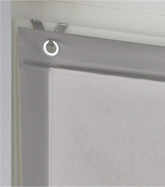 Raffrollo Heine Home in Grau aus 100% Baumwolle, blickdicht, B: 140 cm, H: 45 cm - Bild 1