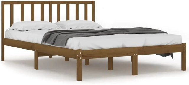 vidaXL Massivholzbett aus Kiefer in Honigbraun, B/T/H: 200 x 200 x 206 cm - Bild 1