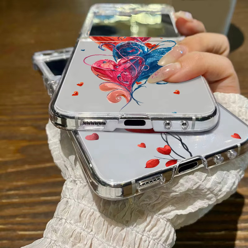 Stoßfeste Klapphülle mit Liebesherz-Print für Samsung Galaxy Z Flip6, Z Flip5 und Z Flip4 in Transparent - Bild 3