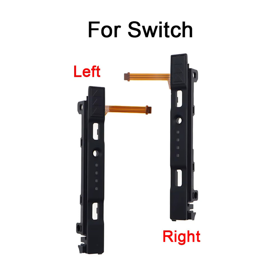 Nintendo Switch Ersatzteil Set: Rechte und linke Gleitschiene mit Flexkabel für JoyCon NS OLED in Schwarz - Bild 2