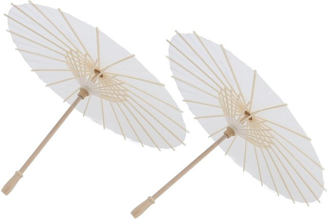 2 Stück Weiße Dekorative Chinesische Regenschirme aus Geöltem Papier für Hochzeitsfotos - Bild 1