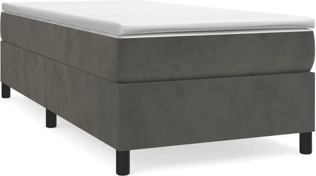 vidaXL Boxspringbett aus Samt in Dunkelgrau, B/T/H: 80 x 200 x 35 cm - Bild 1