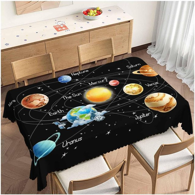 Wasserdichte Tischdecke mit Sonnensystem-Motiv von JMG Household Supplies, Farbe: Braun/Schwarz, B x T: 90 x 140 cm - Bild 1