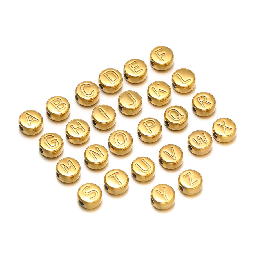 Glimox Buchstaben- und Zahlenperlen Edelstahl, vergoldet, Unisex - Bild 1
