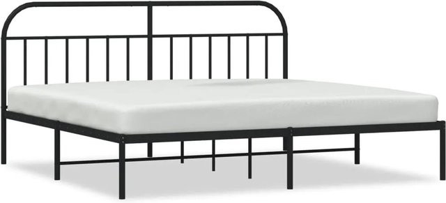 vidaXL Bettgestell aus Metall mit Kopfteil in Schwarz, klassisches Design, B/T/H: 200 x 200 x 206 cm - Bild 1