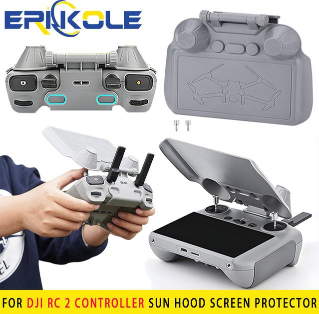 DJI RC 2 Controller Zubehör Bundle mit Sonnenschutzhaube, 2 Displayschutzfolien und Lanyard für DJI Mini 4 Pro und DJI Air 3 in Grau - Bild 1
