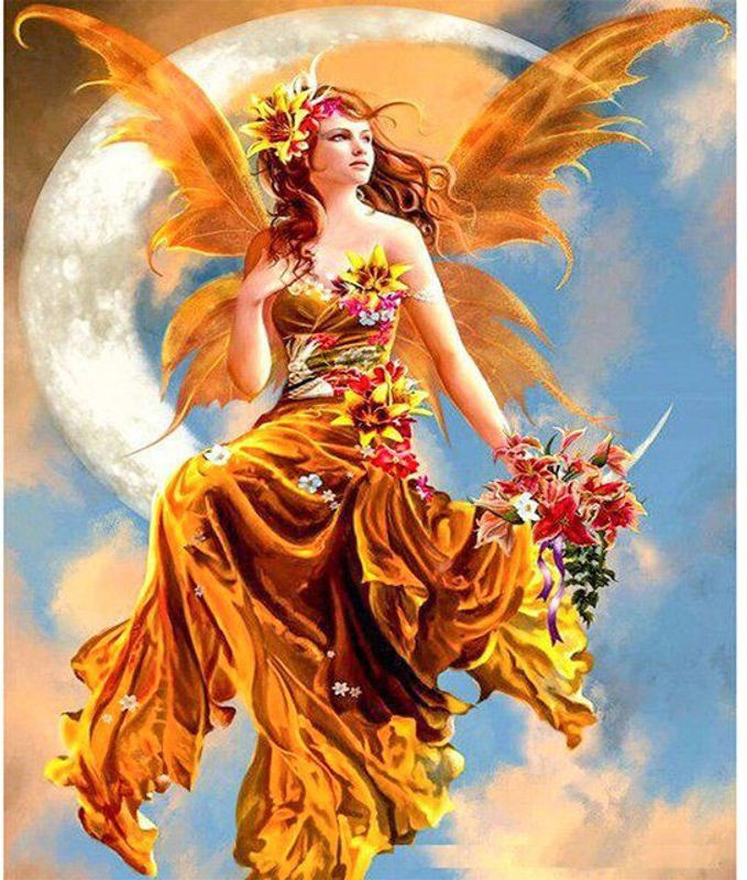 FIYO DIY Diamond Painting Set Mond Engel Mozaik Kunstwerk Mehrfarbig B/H: 20 x 30 cm - Bild 1