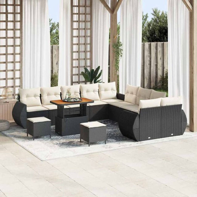 vidaxl Garten-Sofa-Set aus Poly-Rattan und Metall in Schwarz - Bild 1