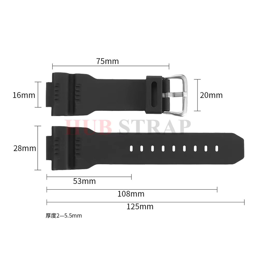 Casio Uhrenarmband Silikon, Schwarz, Unisex, 16*28mm - Bild 3