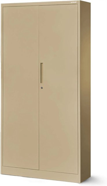 Jan Nowak Metallschrank Aktenschrank mit Zylinderschloss und verstellbaren Fachböden Beige B/T/H: 90 x 40 x 185 cm - Bild 1