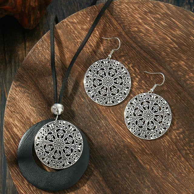 forbest Schmuck-Set Ohrringe und Anhänger Halskette, Silber, brown, Damen - Bild 1