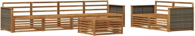 vidaXL Outdoor-Sofagarnitur aus Massivholz Akazie in Natur Braun, 7-teiliges Set im modernen Latten-Design - Bild 1