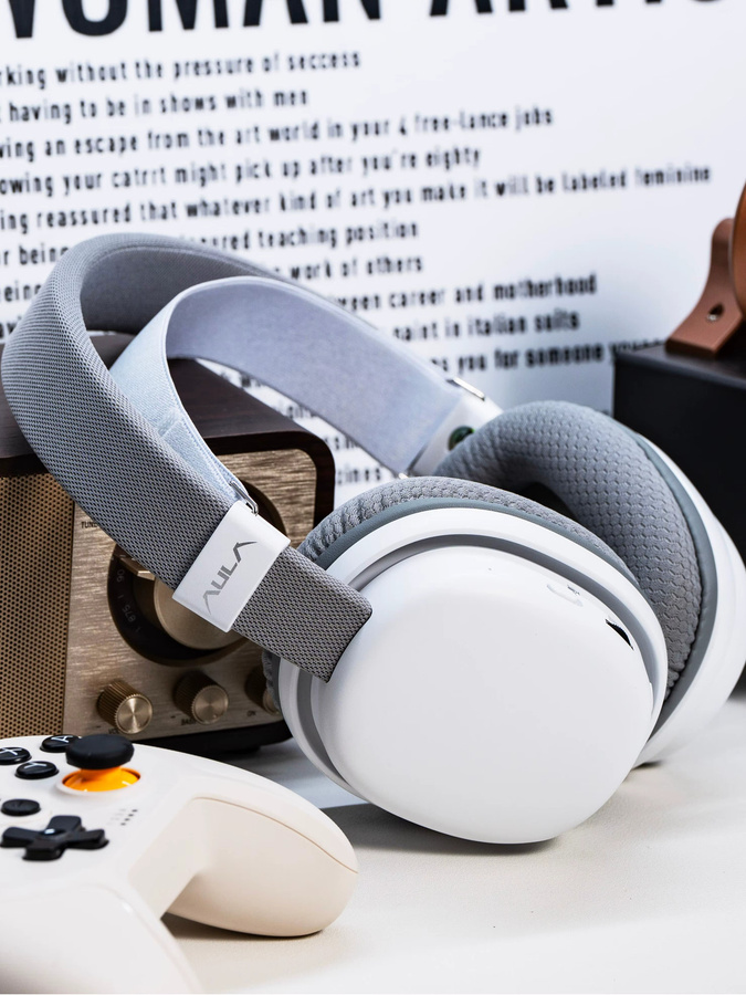 AULA G7 Gaming-Kopfhörer mit Bluetooth, 2,4 GHz und Kabel, abnehmbares Mikrofon mit Geräuschunterdrückung, RGB, 1000 mAh, Pink/Weiß, für PS4/PS5, PC und Nintendo Switch - Bild 7