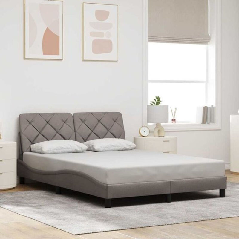 Modernes Polsterbett Vidaxl aus Stoff und Metall in Taupe Meliert Grau, B/T/H: 140 x 190 x 48 cm - Bild 1