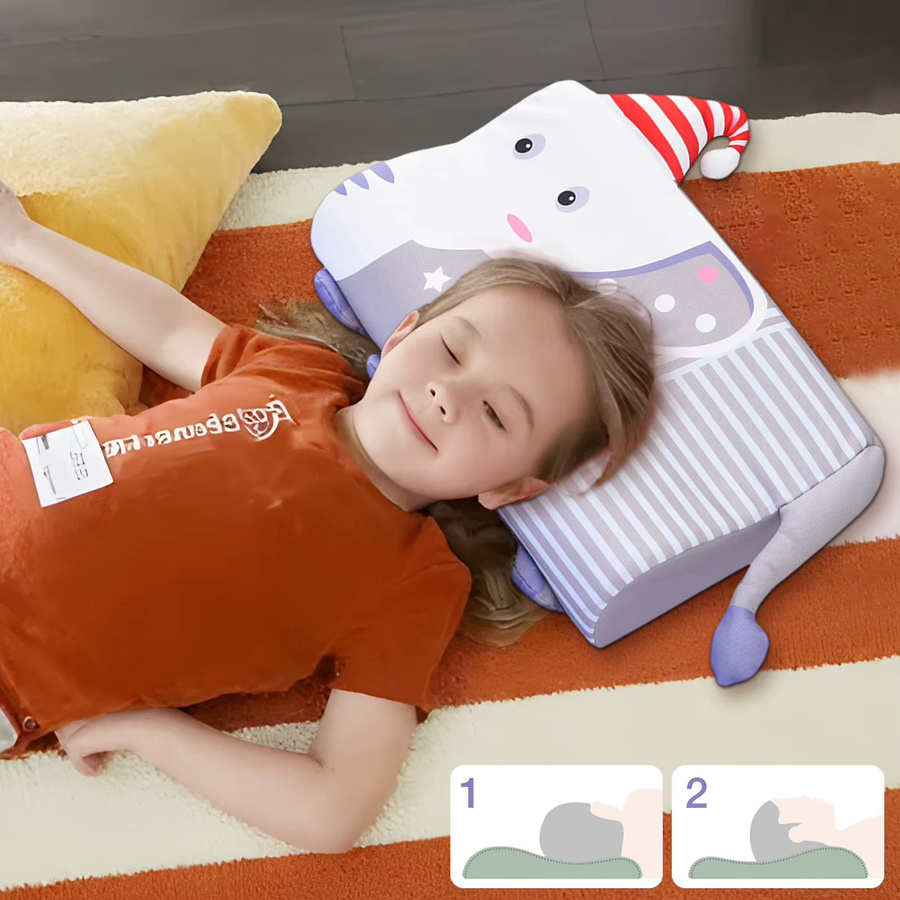 Orthopädisches Kinderkissen aus Memory-Schaum für 3–12 Jahre, atmungsaktives Schlafstützkissen mit waschbarem Bezug, B/T/H: 45 x 27 x 6 cm, Mehrfarbig - Bild 2
