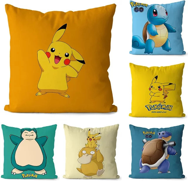 Pokemon Anime Kissenbezug mit Pikachu, Squirtle und Bulbasaur, B/B/H: 45 x 45 x 0 cm - Bild 1