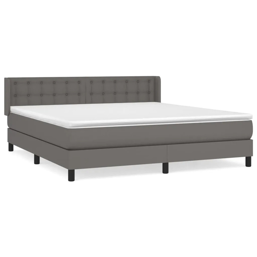 vidaXL Boxspringbett mit Matratze in Grau aus Kunstleder, Hybridbett mit Taschenfederkern, B/T/H: 180 x 200 x 78 cm - Bild 2