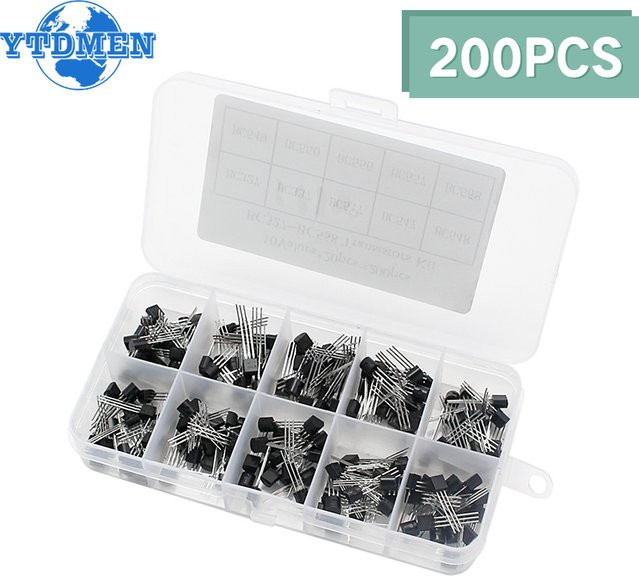 YTDMEN Transistor Kit mit 200 Stück NPN und PNP Transistoren BC327 BC337 BC517 BC547 BC548 BC549 BC550 BC556 BC557 BC558 im TO-92 Gehäuse, Schwarz - Bild 1
