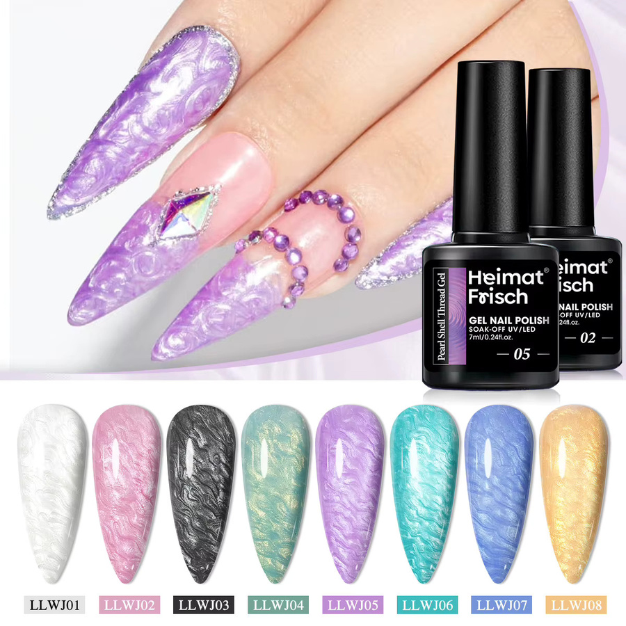 Shell Line Gel-Nagellack-Set Aurora Colorful Flash, Weiß-Rosa-Lila, schimmernd - Bild 3