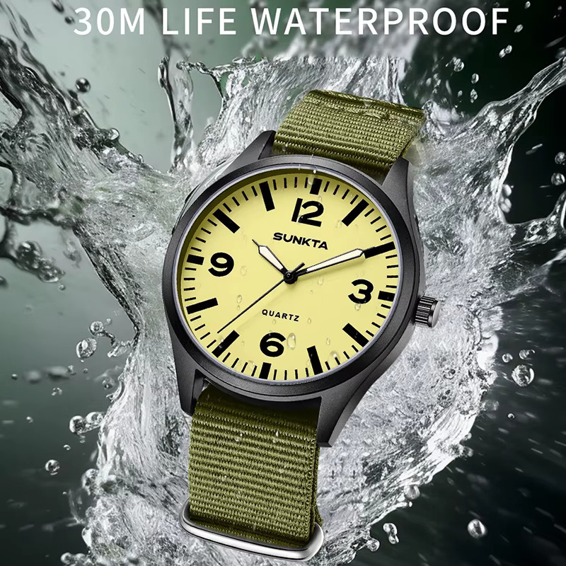 SUNKTA Armbanduhr, Quarz, Nylon, Herren, Leuchtzeiger - Bild 4
