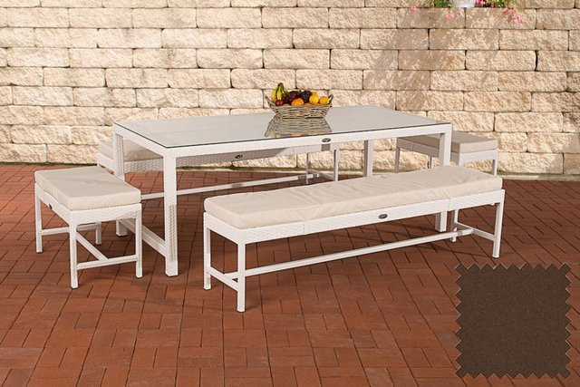 TPFGarden Sitzgruppe Hawanna in Terrabraun mit weißen Polstern aus Aluminium und Polyester - Bild 1