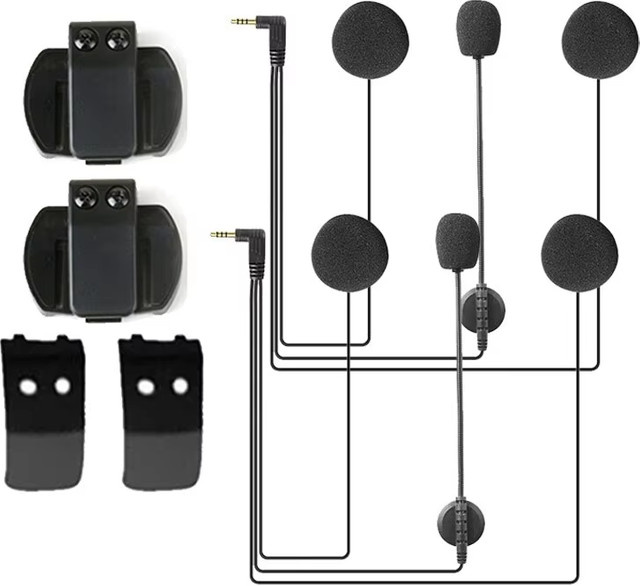 EJEAS Zubehör für V6 PRO und Vnetphone V4 Motorrad-Helme: Mikrofon-Lautsprecher-Headset mit 3,5-mm-Klinkenanschluss in Schwarz - Bild 1