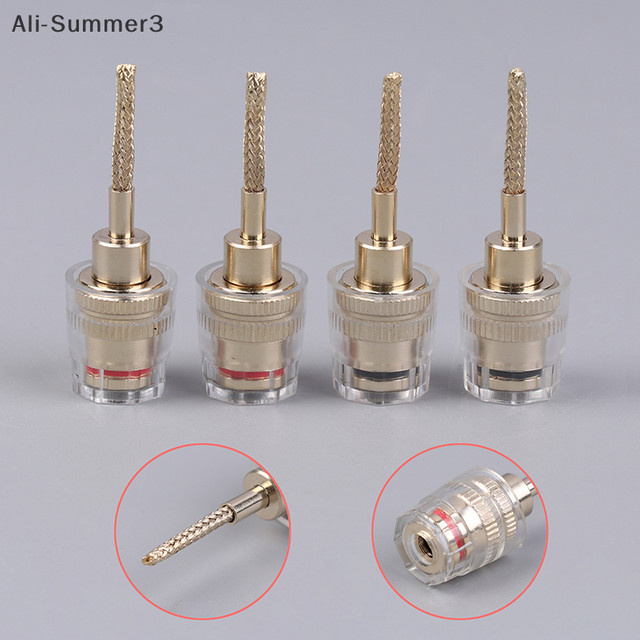 2/4er Set Bananenstecker Adapter von 4mm Buchse auf 2mm Pin mit geflochtenem Kupferdraht für HIFI Kabel - Bild 1