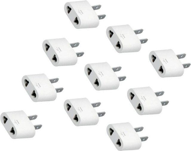 10 Stück Igeteck Universal Reise Steckeradapter 125V 10A 1000W in Weiß - Bild 1